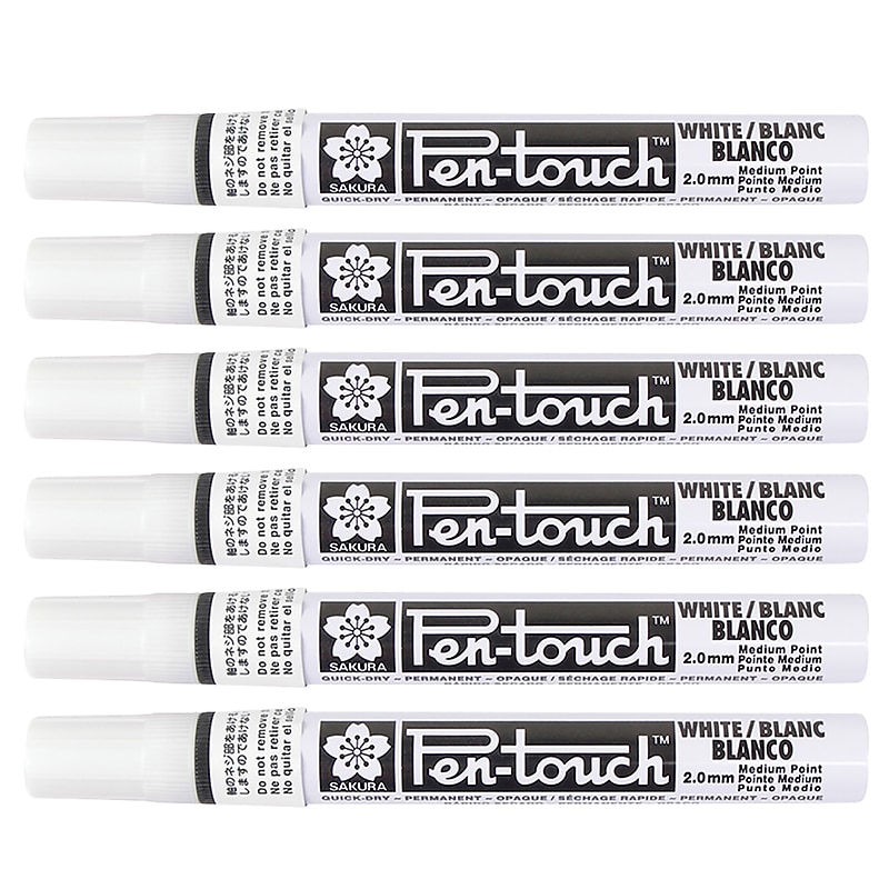 Sakura Pen-Touch Washable Water-Based Markers, White, 6/Pack (SAK42500-6) image 1