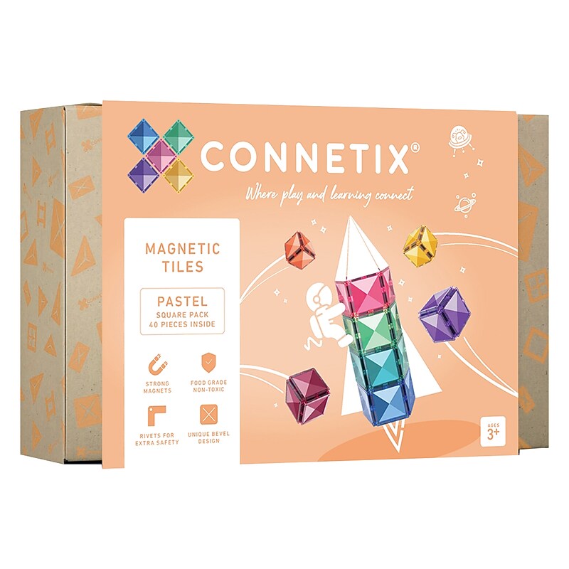 Connetix Magnetic Tiles Pastel Square Pack, 40 Pieces (CNTP00040SQ) image 1