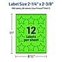 Avery Burst Multipurpose Labels, 2-1/4" x 2-3/8", Neon Green, 960/Box (94611)~#|#~3B545BD2-31CC-4253-9D94F7FA02C0EDAC_sc7