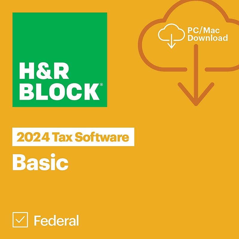 H&R Block Tax Software Basic 2024 for 1 User, Win/Mac, Download (1013800-24) image 1