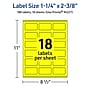 Avery Laser/Inkjet Rectangle Multipurpose Labels, 1-1/4" x 2-3/8", Neon Yellow, 180/Pack (94227)~#|#~3B5EAFA4-F3EA-48A3-BB07D524AFEF55F9_sc7