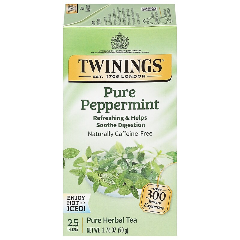 Twinings Pure Peppermint Herbal Tea Bags, 25/Box (TNA51724) image 1
