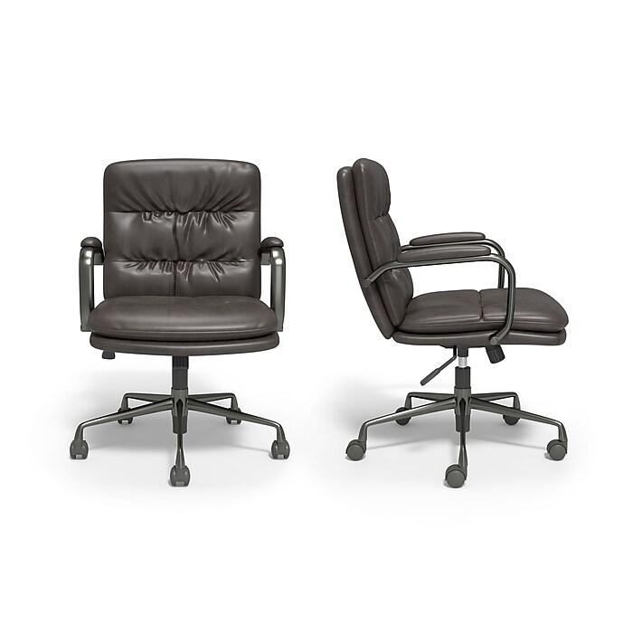 Staples Ellsworth Leather Swivel Manager Chair Gray 95115 Staples