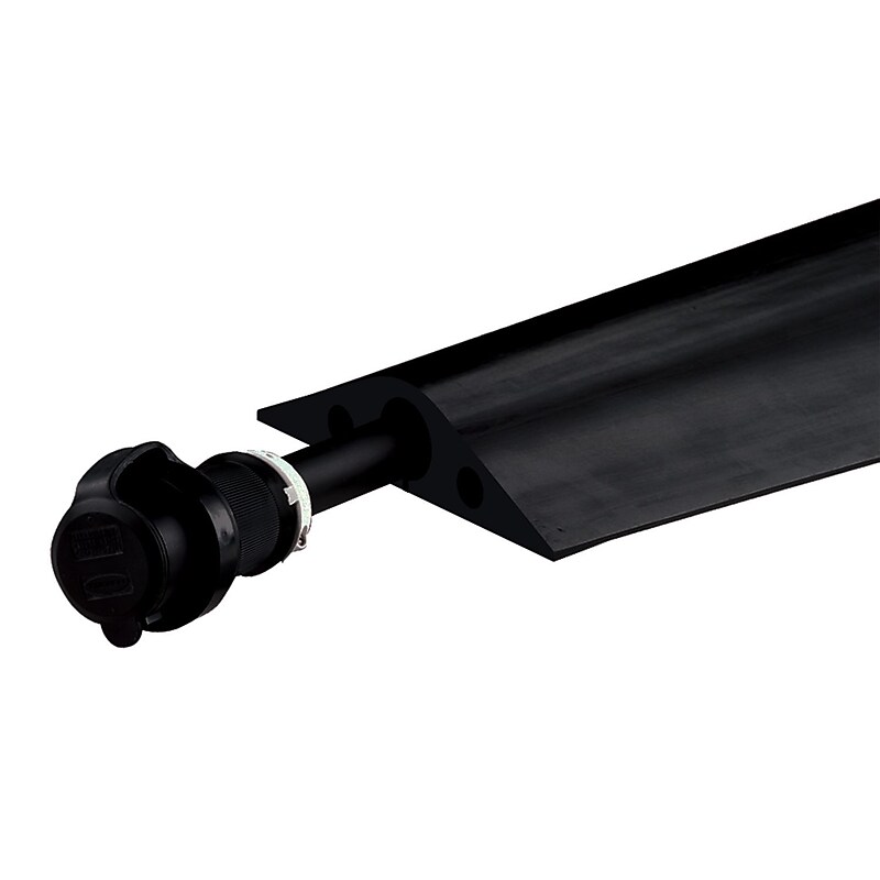 Checkers® 5' Powerback Heavy Duty 1 Channel Rubber Duct Protector For 1 1/2" Cable, Black image 1