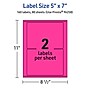 Avery Laser/Inkjet Rectangle Multipurpose Labels, 5" x 7", Neon Magenta, 160/Box (94258)~#|#~3B6F23D3-AEBC-4D35-9C1B0C88346F86FD_sc7