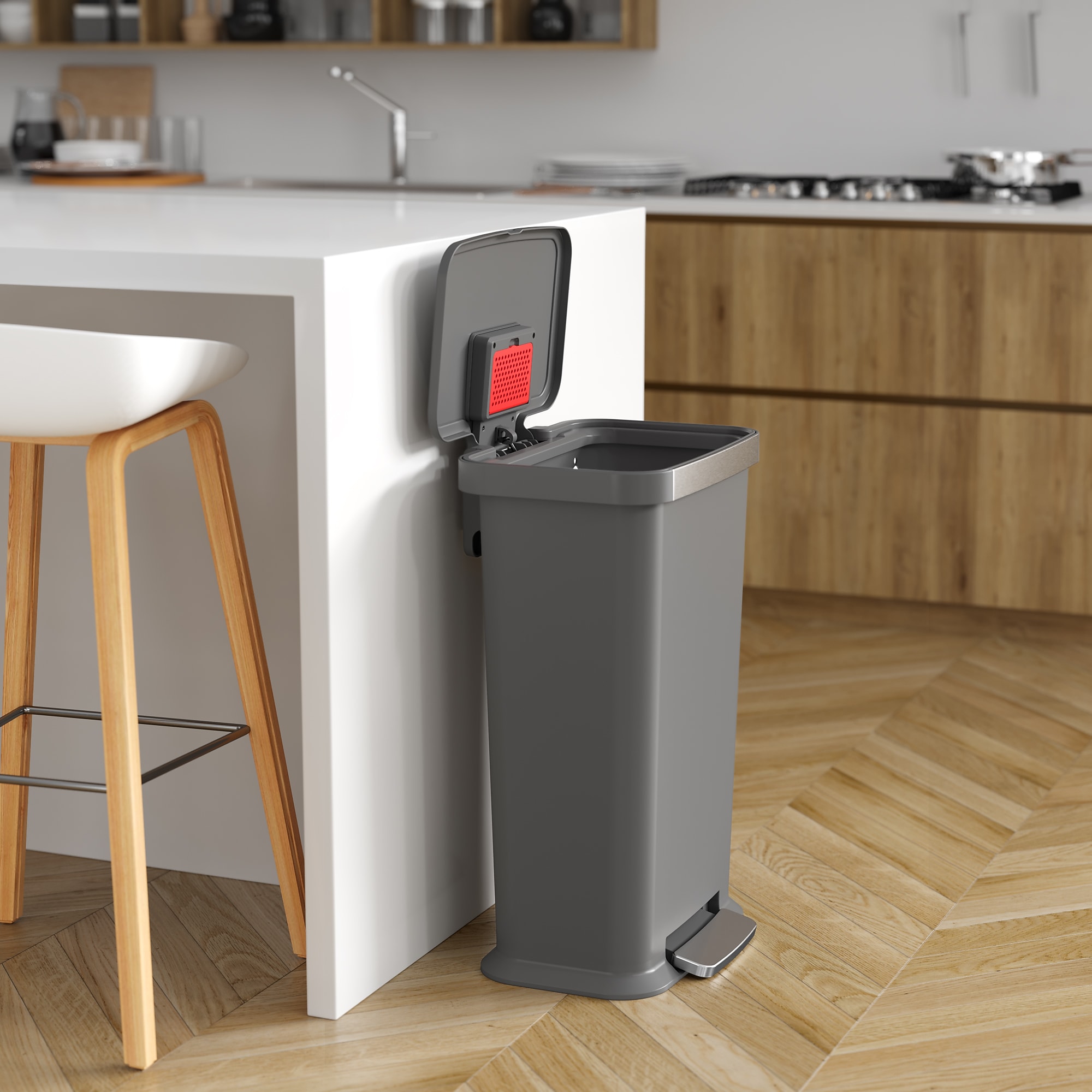 iTouchless SoftStep Plastic Step Trash Can, 13.2 Gallon, Gray (PL13GGP) Sansujyuku sansujyuku.com