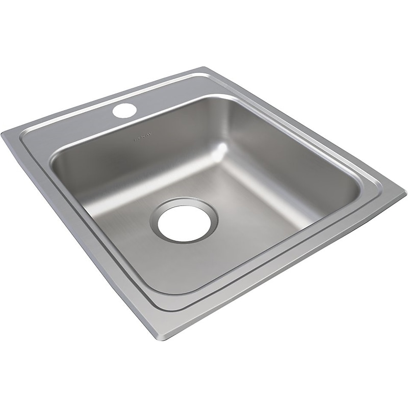 Elkay Lustertone Classic 1-Hole Single-Bowl Drop In Sink, 6" x 17" x 20", Stainless Steel, Lustrous Satin (LRAD1720601) image 1