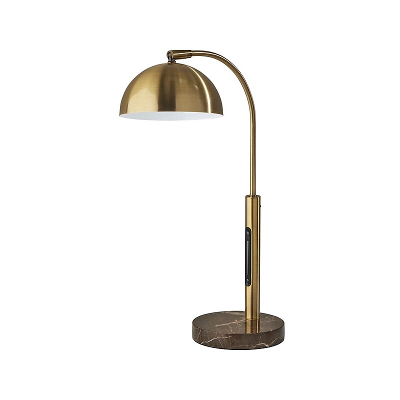 Adesso Bolton LED Desk Lamp, 19", Antique Brass/Brown Marble (4306-21) image 1