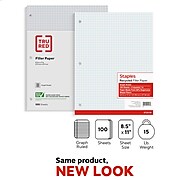Staples Graph Ruled Filler Paper, 8.5" x 11", White, 100 Sheets/Pack (TR25139)