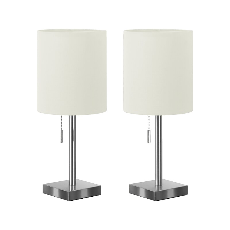Monarch Specialties Inc. Incandescent Table Lamp, Nickel/Ivory, 2/Set (I 9649) image 1