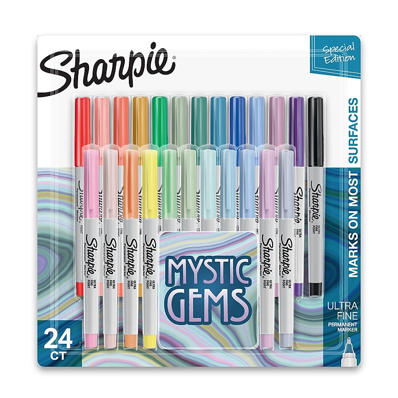 Sharpie Mystic Gems Permanent Markers, Ultra Fine Tip, Assorted, 24/Pack (2136772) image 1