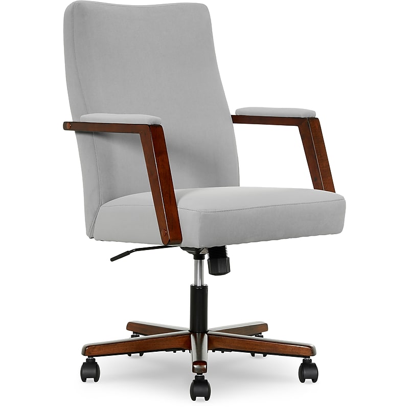 Finch NEO ONE Ergonomic Velvet Fabric/Wood Swivel Executive Chair, Gray (52304-GRY) image 1