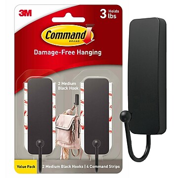 Command Medium Hook, 4 lb., Matte Black (17036MB-ES) | Staples