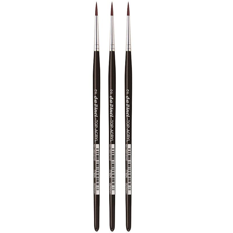 da Vinci TOP-ACRYL Oil and Acrylic Synthetic Bristle Red-Brown Round Brush, 3 Brushes/Pack (DVXVA7785K2-3) image 1