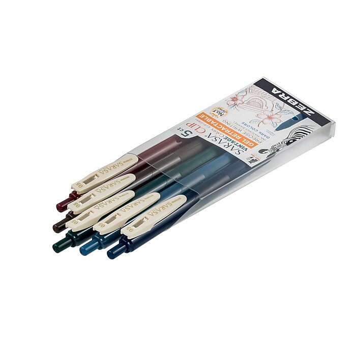 Sarasa Clip Vintage Gel Retractable 0.5mm Assort Dark 5pk | Staples