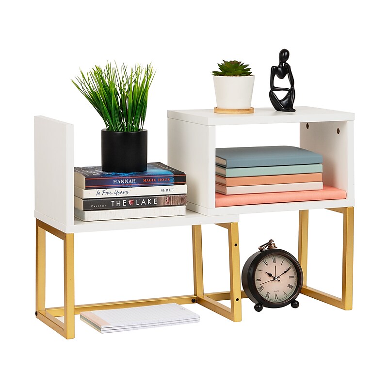 Mind Reader 3 Metal Desktop Bookshelf, 15.75" x 7.87" x 23.75", White (MDGDESK-WHT) image 1