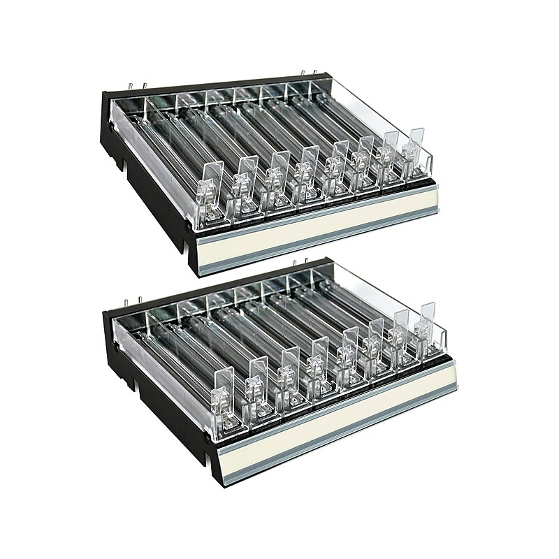 Azar 2.63" x 12" Pegboard 8-Compartment Cosmetic Tray, Black, 2/Pack (225830-8COMP-BLK-2PK) image 1