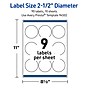 Avery Round Laser Multipurpose Labels, 2.5" Dia., White, 90/Pack (19479399408)~#|#~3BB0F437-DBBA-426A-A0213ED022EFF60E_sc7