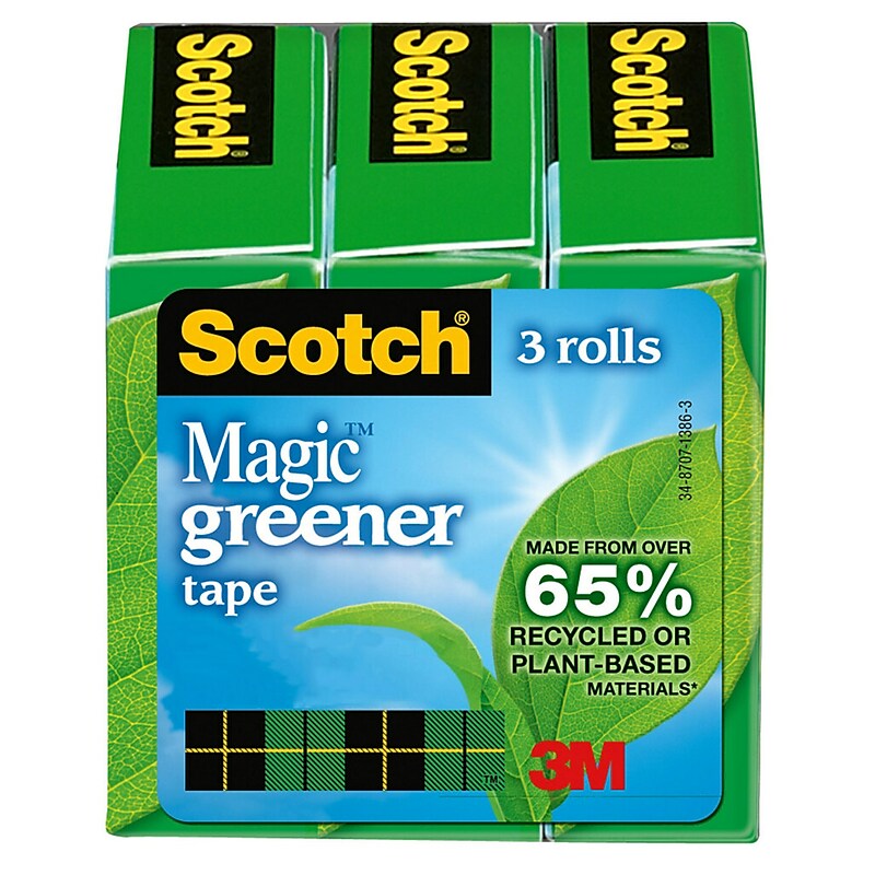 Scotch Magic Invisible Clear Tape Refill, 0.75" x 22.22 yds., 1" Core, 3 Rolls/Pack (812S3) image 1