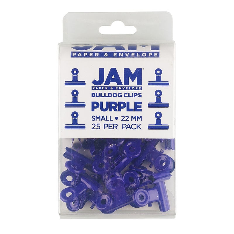 JAM Paper Bulldog Clip, Purple, 25/Pack (21632818) image 1