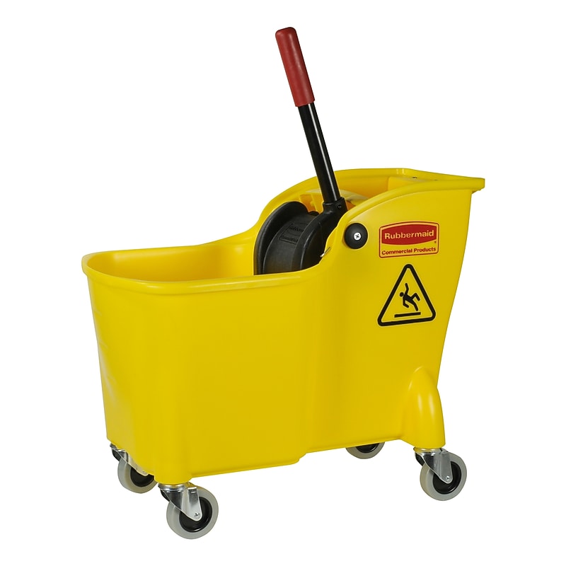 Rubbermaid Tandem Bucket & Side-Press Wringer, 31 qt. (7.75 Gal.), Yellow (FG738000YEL) image 1