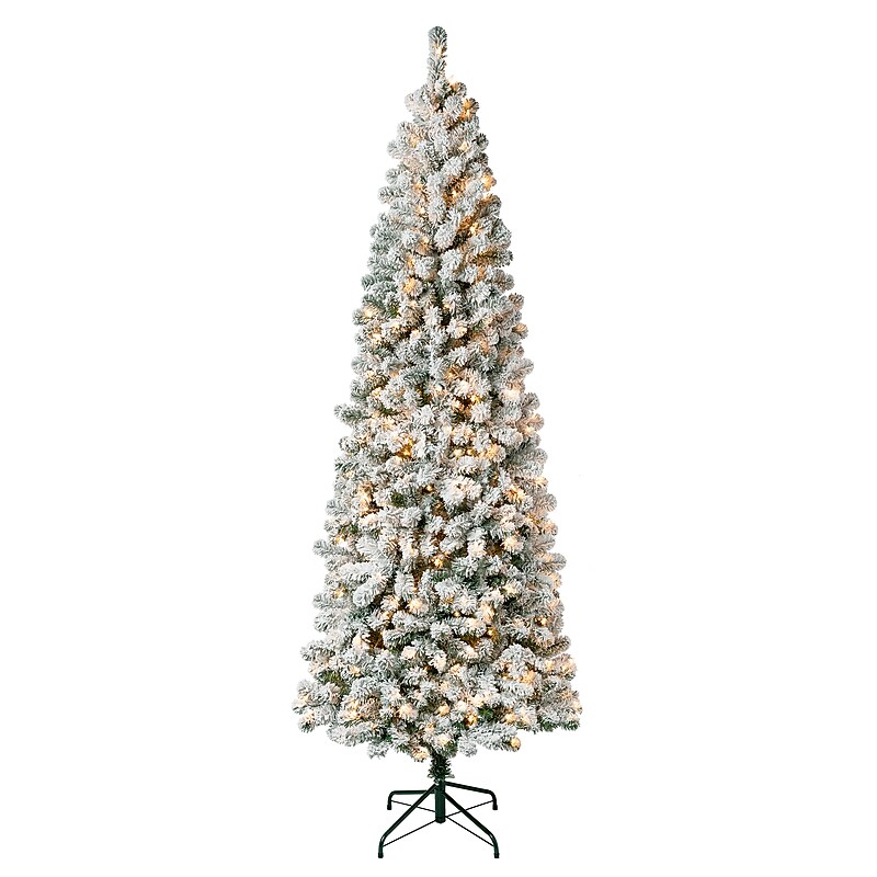 National Tree Company Acacia Artificial Christmas Tree, 7.5 ft., Medium Flocked, Clear Lights (AC100-302-75F) image 1