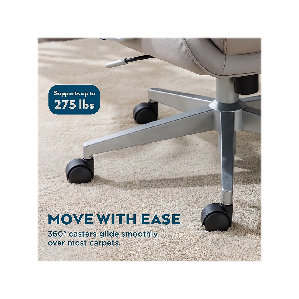 Chair base with 360-degree casters moving over carpet