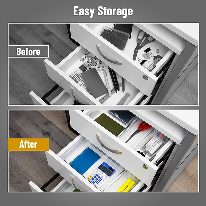 Mind Reader Stackable Plastic Drawer Organizer Set, Clear, 25