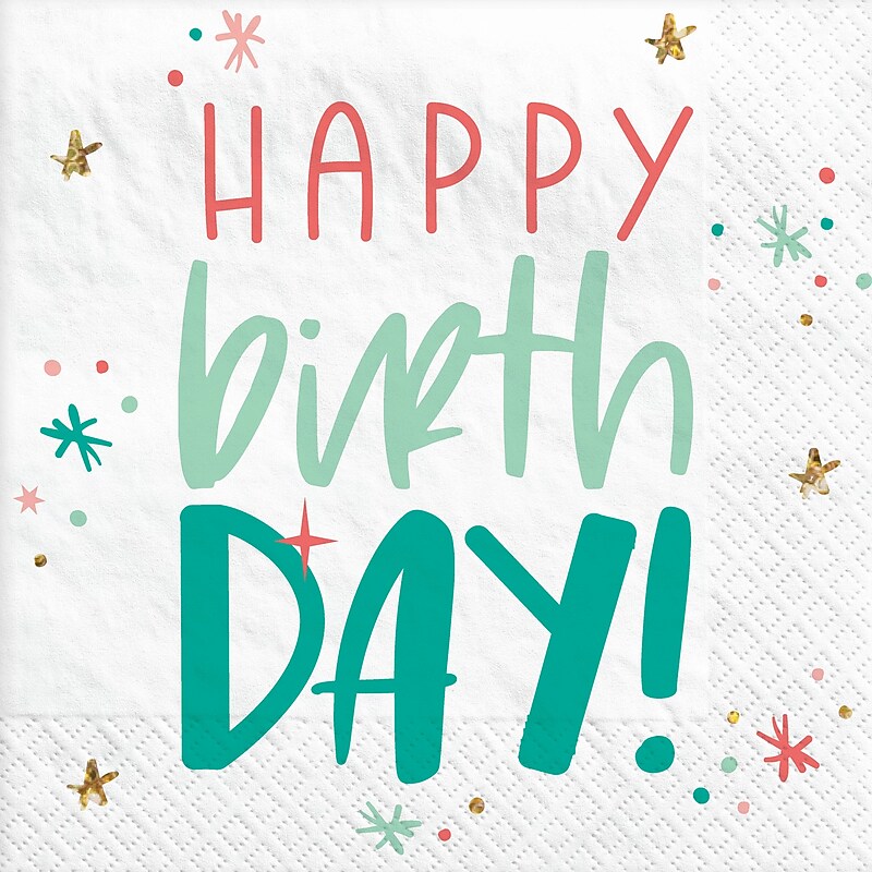 Party City Happy Cake Day Lunch Napkin, 2-Ply, Multicolor, 16/Pack (AM512706) image 1