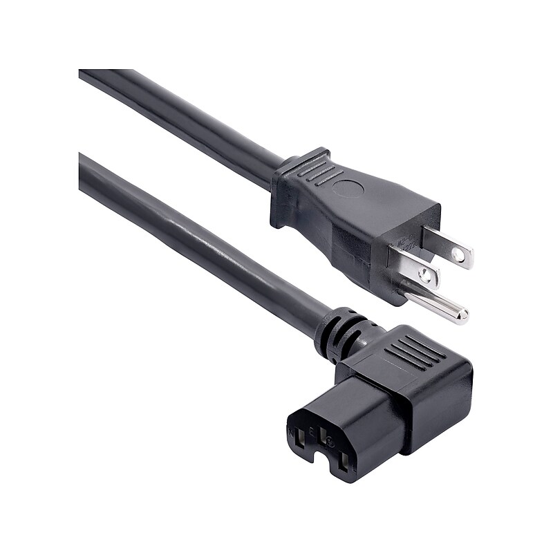 StarTech 8' NEMA 5-15P to Right Angle C15 Power Cable, Male to Female, Black (PXT515C158RA) image 1