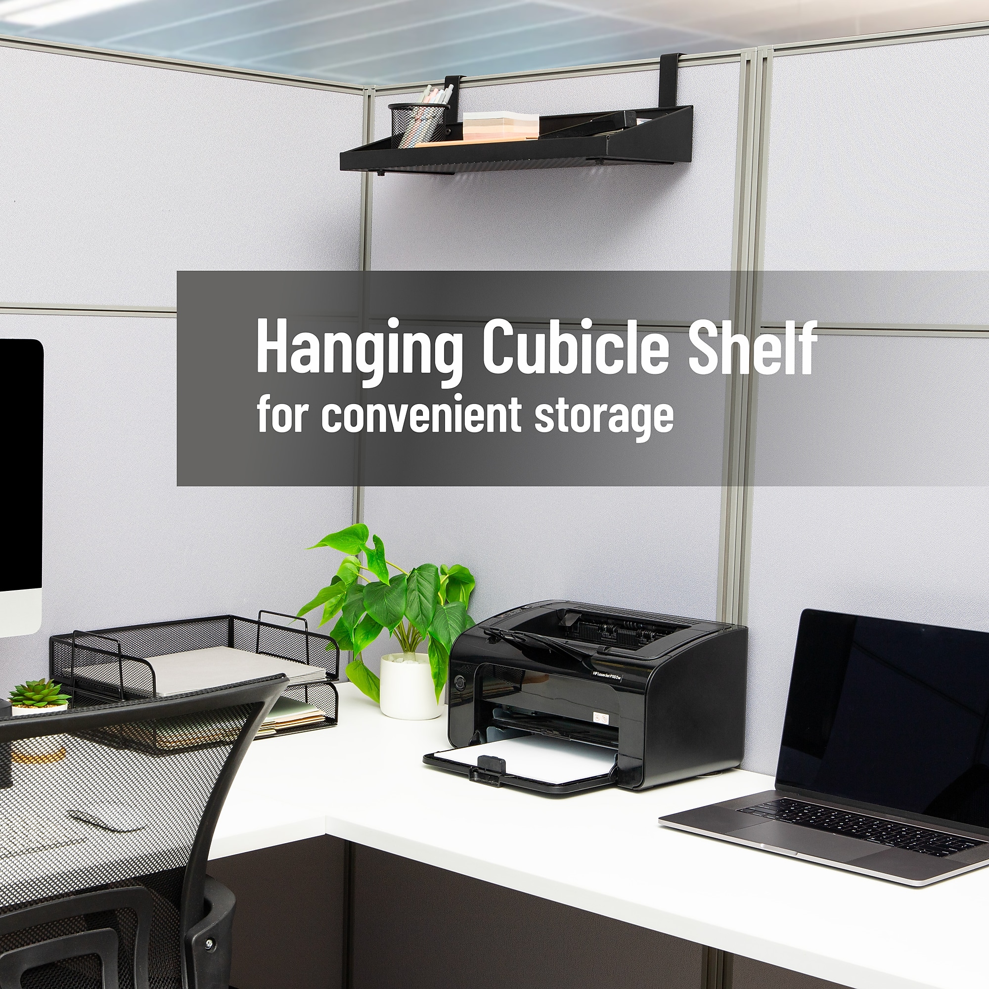 Mind Reader Hanging Metal Cubicle Shelf, 6″ x 7″ x 20.25″, Black (HANGSHELF-BLK) Sansujyuku sansujyuku.com