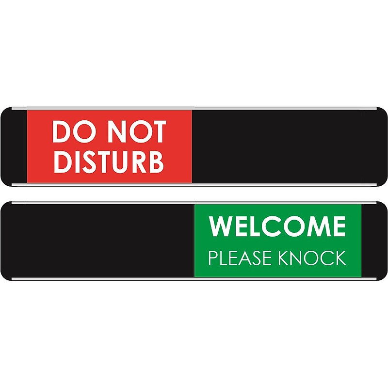 Seco Adhesive Do Not Disturb/Welcome Sliding Indoor Sign, 10" x 2", Red/Green (BA110RG) image 1