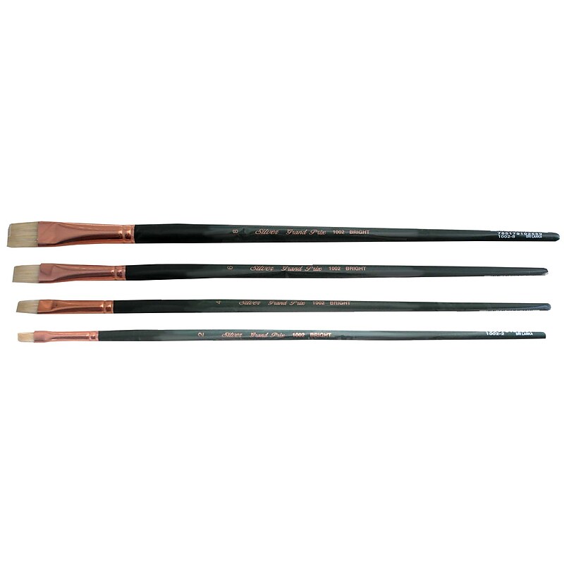Silver Brush Natural Hog Bristle, Bright Brushes, 4/Pack (SLVGP1073) image 1