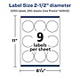 Avery Laser/Inkjet Round Multipurpose Labels, 2.5" Dia., White, 2250 Labels/Box (94502)~#|#~3BF9DCCE-8D0C-48D2-A6C498A6795B656B_sc7