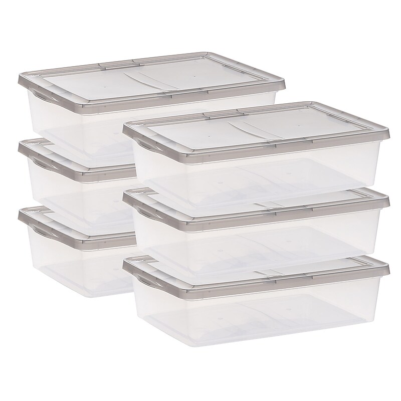 Iris 28 Quart Snap Top Snap Closure Storage Bin,Clear, 6/Pack (500157) image 1