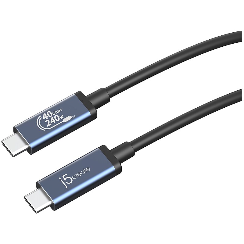j5create 2.6' USB C to USB C Cable, Male to Male, Black/Space Gray (JUC29L08) image 1