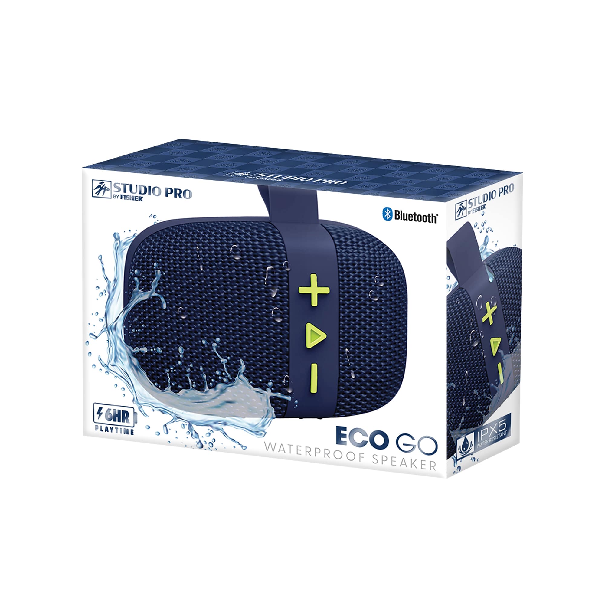 STUDIO PRO by FISHER ECO GO Wireless Bluetooth Portable Speaker with FM Radio, Waterproof, Navy Blue (SBT294NB) Sansujyuku sansujyuku.com