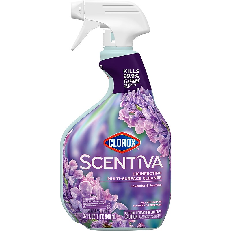 Clorox Scentiva Disinfecting Multi-Surface Cleaner Spray Bottle, Lavender and Jasmine, 32 fl. oz. (31387) image 1