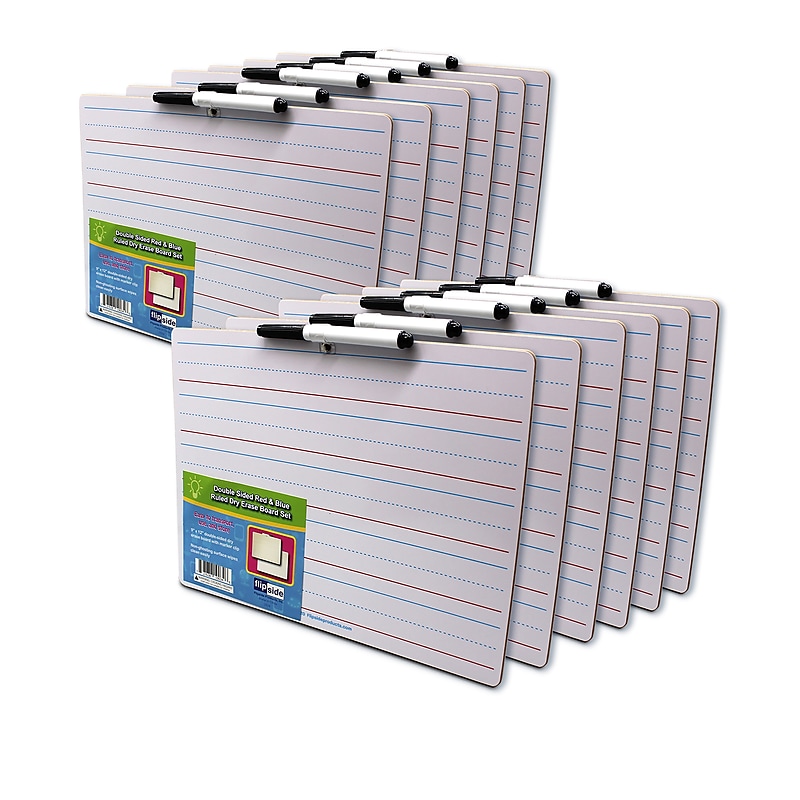 Flipside Double-Sided Mobile Lined Dry-Erase Whiteboard, 0.75' x 1', 12/Pack (19134) image 1