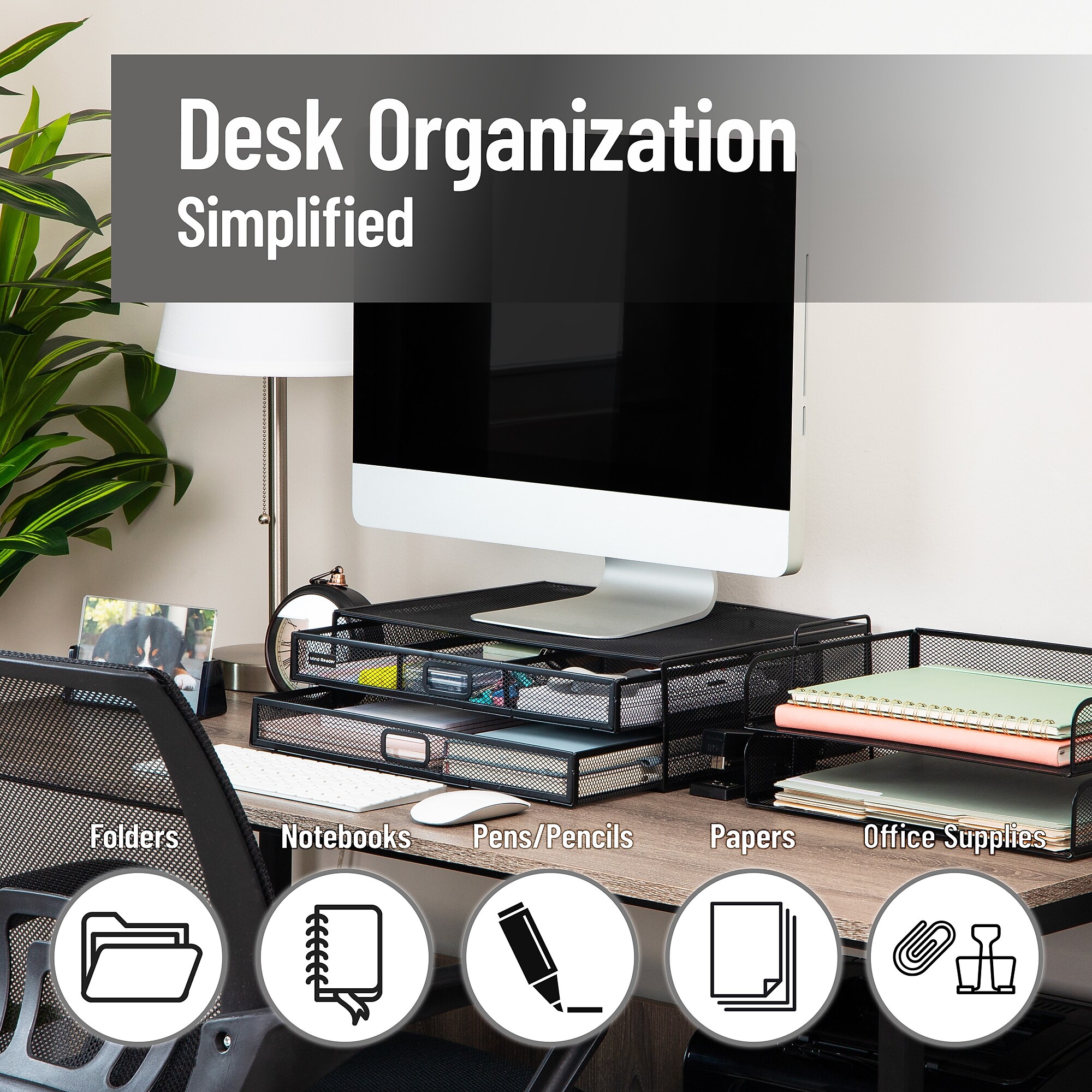 Mind Reader Two-Tier Monitor Stand Laptop Riser, Up to 30 lbs., Black (2TDMESHY-BLK) Sansujyuku sansujyuku.com