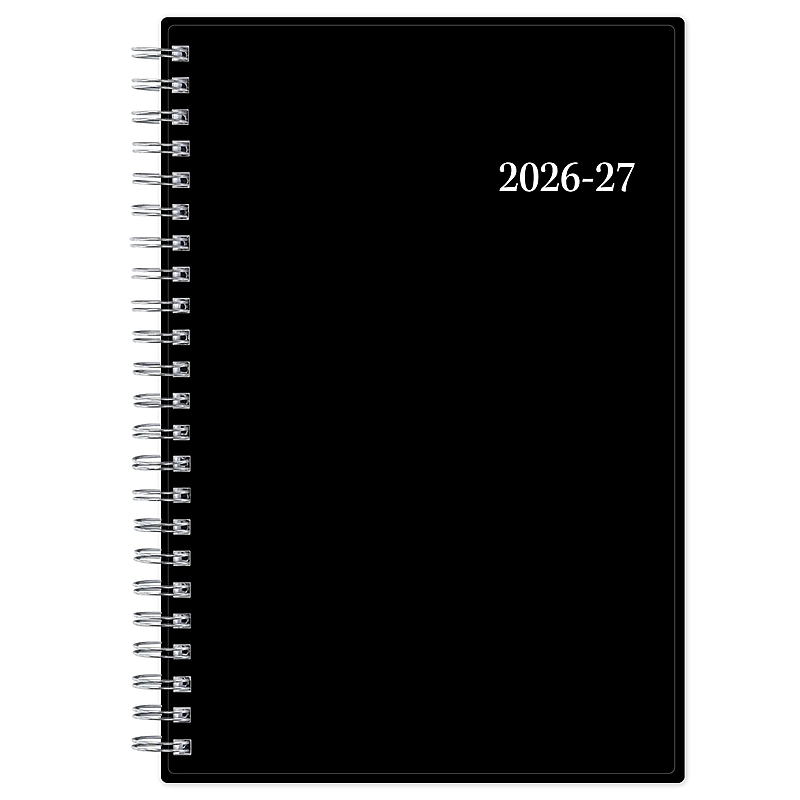2026-2027 Blue Sky 5" x 8" Academic Year Weekly & Monthly Planner, Plastic Cover, Black (161745) image 1