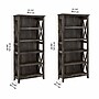 Bush Furniture Key West 66"H 5-Shelf Bookcase with Adjustable Shelves, Dark Gray Hickory Wood, 2/Set (KWS046GH)~#|#~3C14353D-323A-408D-99E9A0AA9E877F66_sc7