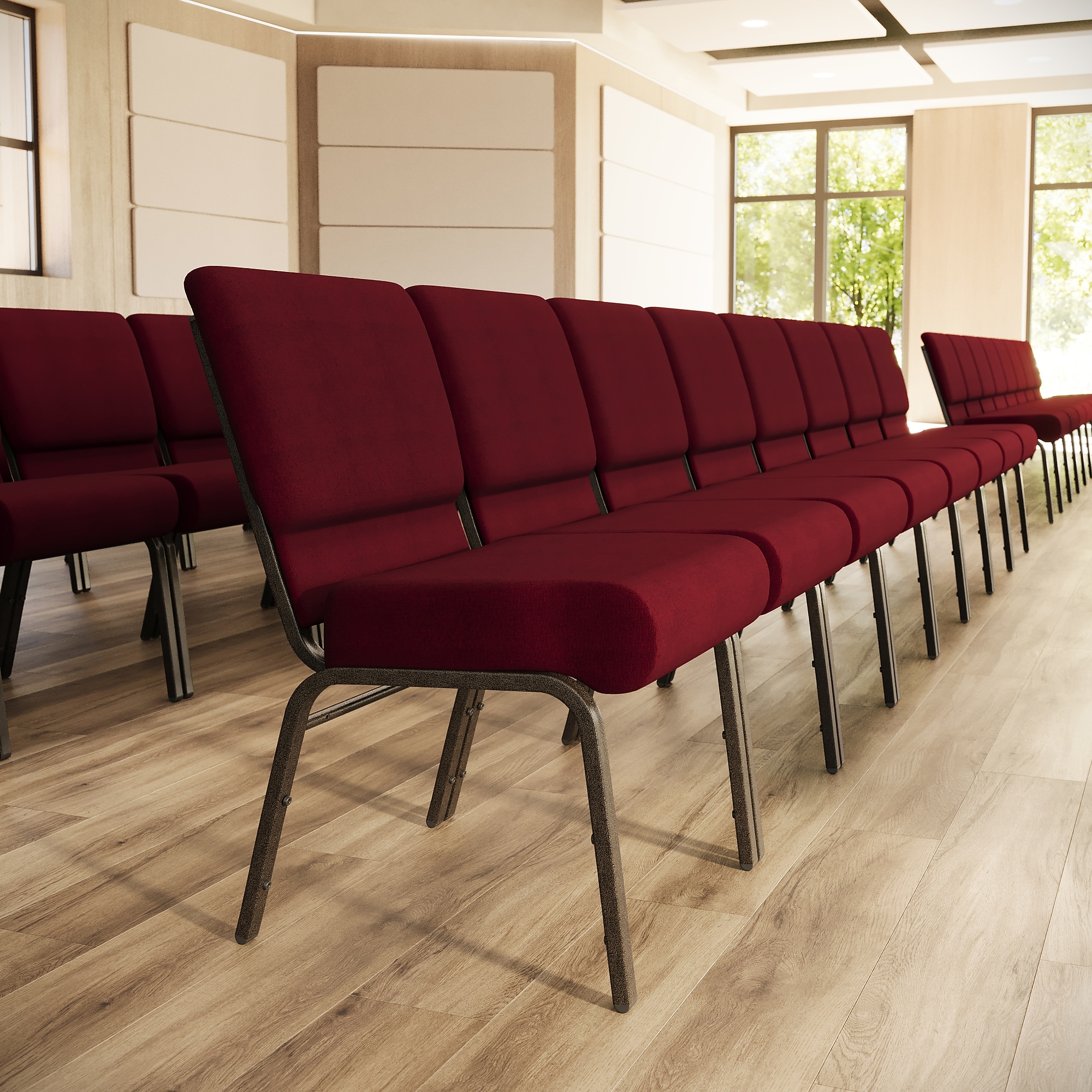 Flash Furniture HERCULES Series Fabric Church Stacking Chair, Burgundy/Gold Vein Frame (FCH2214GV369) Sansujyuku sansujyuku.com