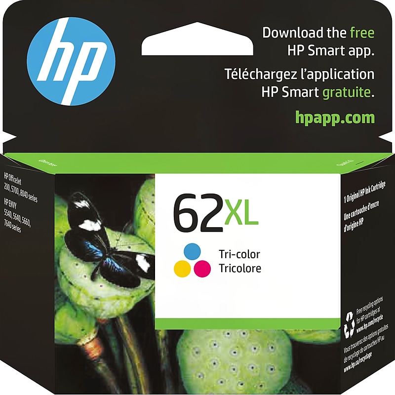 HP 62XL Tri-Color High Yield Ink Cartridge, Print Up to 415 Pages (C2P07AN#140) image 1