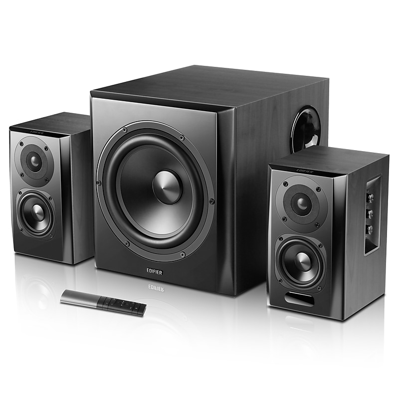 Edifier S351DB 150-Watt Continuous-Power Amplified Bluetooth 2.1 Bookshelf Speakers with Subwoofer and Remote, Black image 1