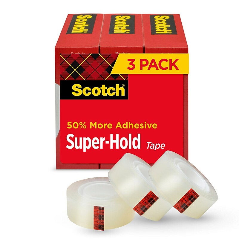 Scotch Super-Hold Transparent Clear Tape Refill, 0.75" x 22.22 yds., Clear, 3 Rolls/Pack (700S3) image 1