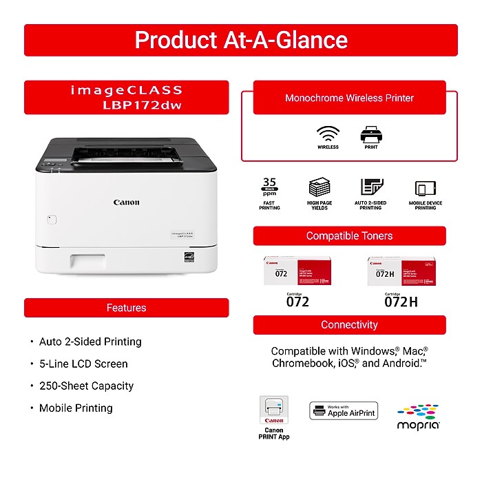 Canon imageCLASS LBP172dw Wireless Black & White Laser Printer