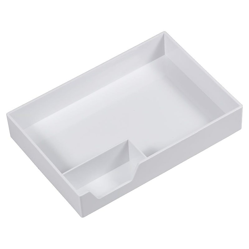 JAM Paper Half Desk Stackable Front Loading Letter Tray, White Plastic, (344TWH) image 1