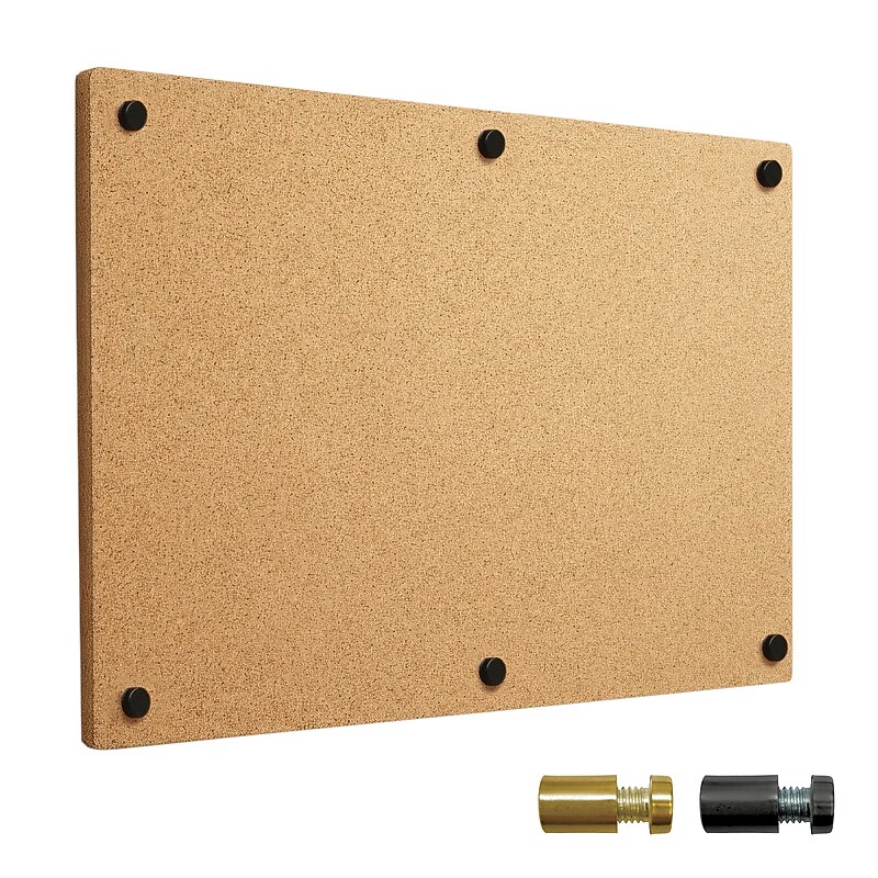 Excello Brands Cork Bulletin Board, Black and Gold Wall Posts, 18" x 24" (CRKBRD-1824-BG) image 1