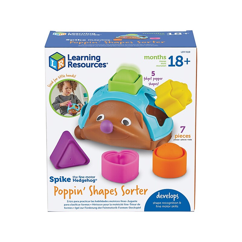 Learning Resources Spike the Fine Motor Hedgehog Poppin' Shapes Sorter Set (LER9118) image 1